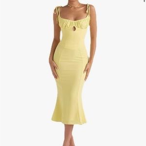 Yellow strappy midi dress